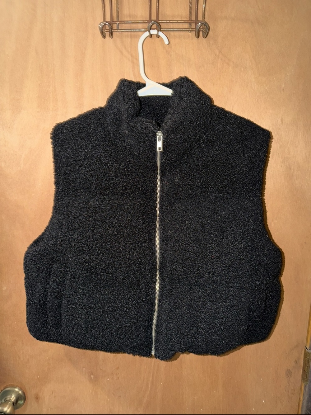 Black Sherpa Zip-Up Vest